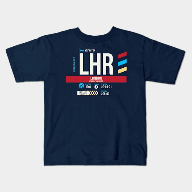 London (LHR) Airport Code Baggage Tag C Kids T-Shirt by SLAG_Creative